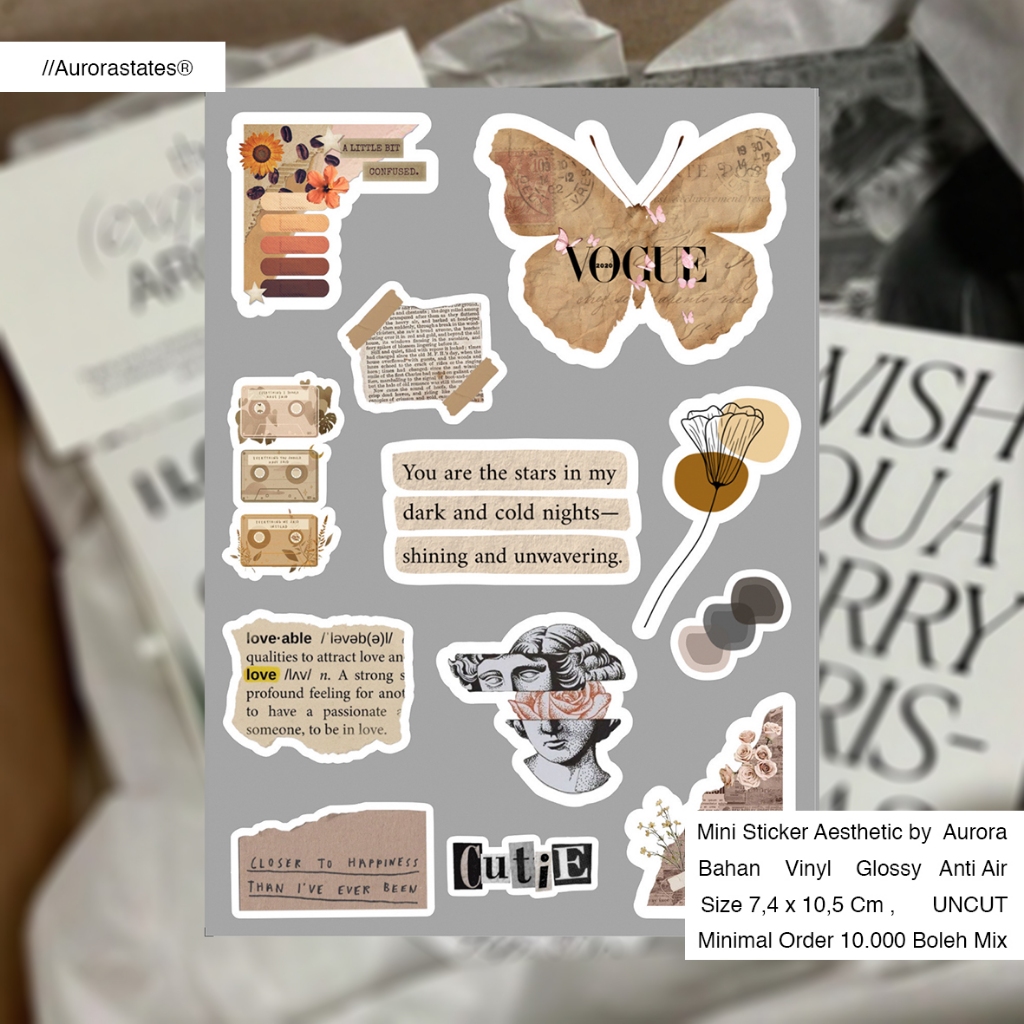 

Sticker Vintage Aesthetic | Sticker Scrapbook | Sticer Softcase Hp | Sticker Cutting Waterproof Custom