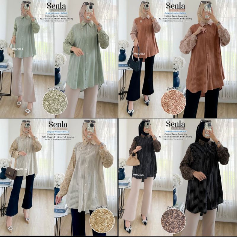 Senla Blouse Oversize Atasan Kombinasi Jumbo Allsize Busui Premium Catton Rayon Original Ori Moela B