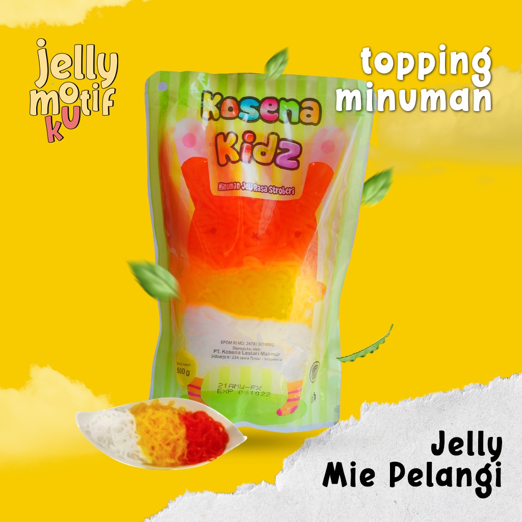 

Topping Minuman Jelly Motif Mie Pelangi Jelly Mie Kosena 500gr