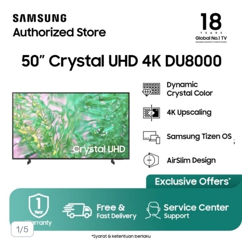 SAMSUNG SMART TV 50 INCH CRYSTAL UHD 4K 50DU8000