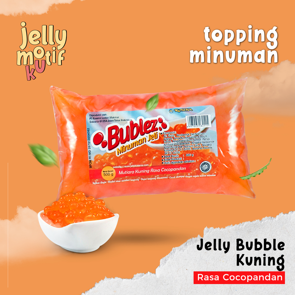 

Topping Minuman Bublez Jelly Mutiara Kuning Rasa Cocopandan 500gr