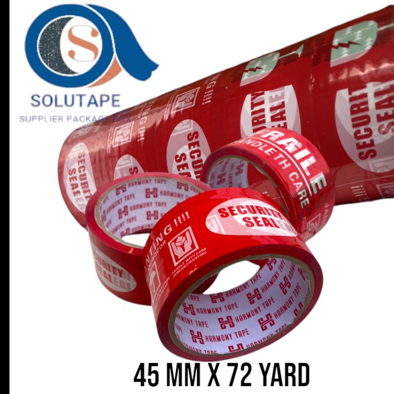

Solasi Harmony Fragile Merah 1 Slop isi 6Pcs 45mm x 72 Yard - Daya Rekat Baik dan Kuat