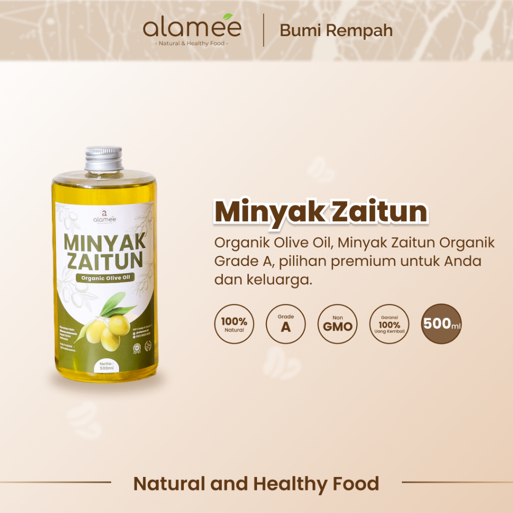 

ALAMEE Minyak Zaitun Untuk Diminum Olive Oil Extra Virgin Organic Organik Murni Asli Masak EVOO