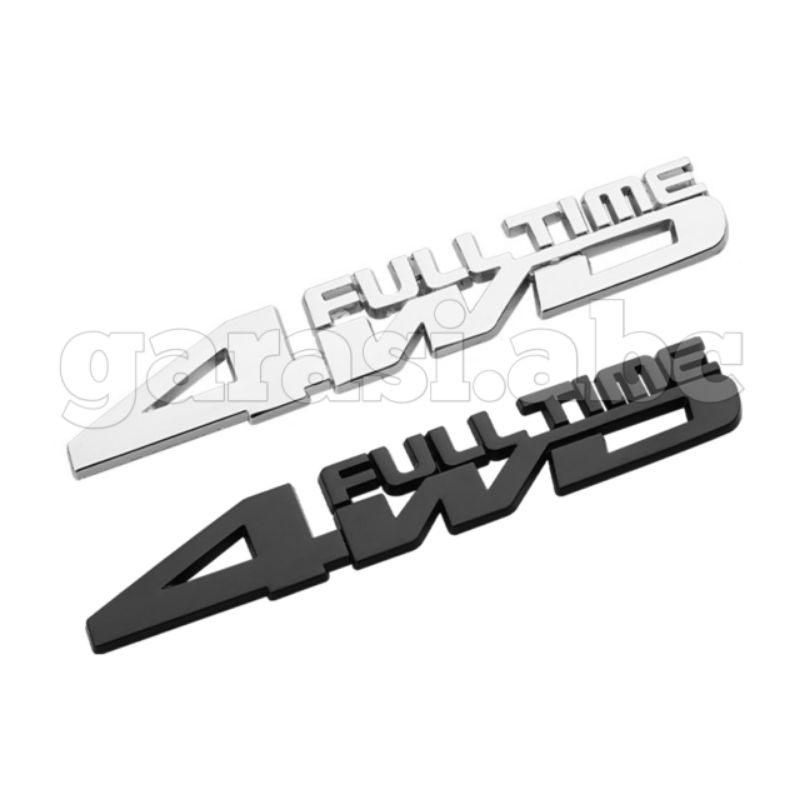 Stiker Emblem Badge 4WD Full Time Bahan Besi Timbul 3D Sticker Tulisan Tempelan Logo Krom Chrome Dek