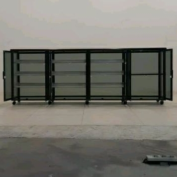 TC ALUMINIUM LSH266 220X38X80 s LEMARI RAK SEPATU HELM 2 ALUMINUM 20U SILVER FULL KACA RIBEN 3 MM AW