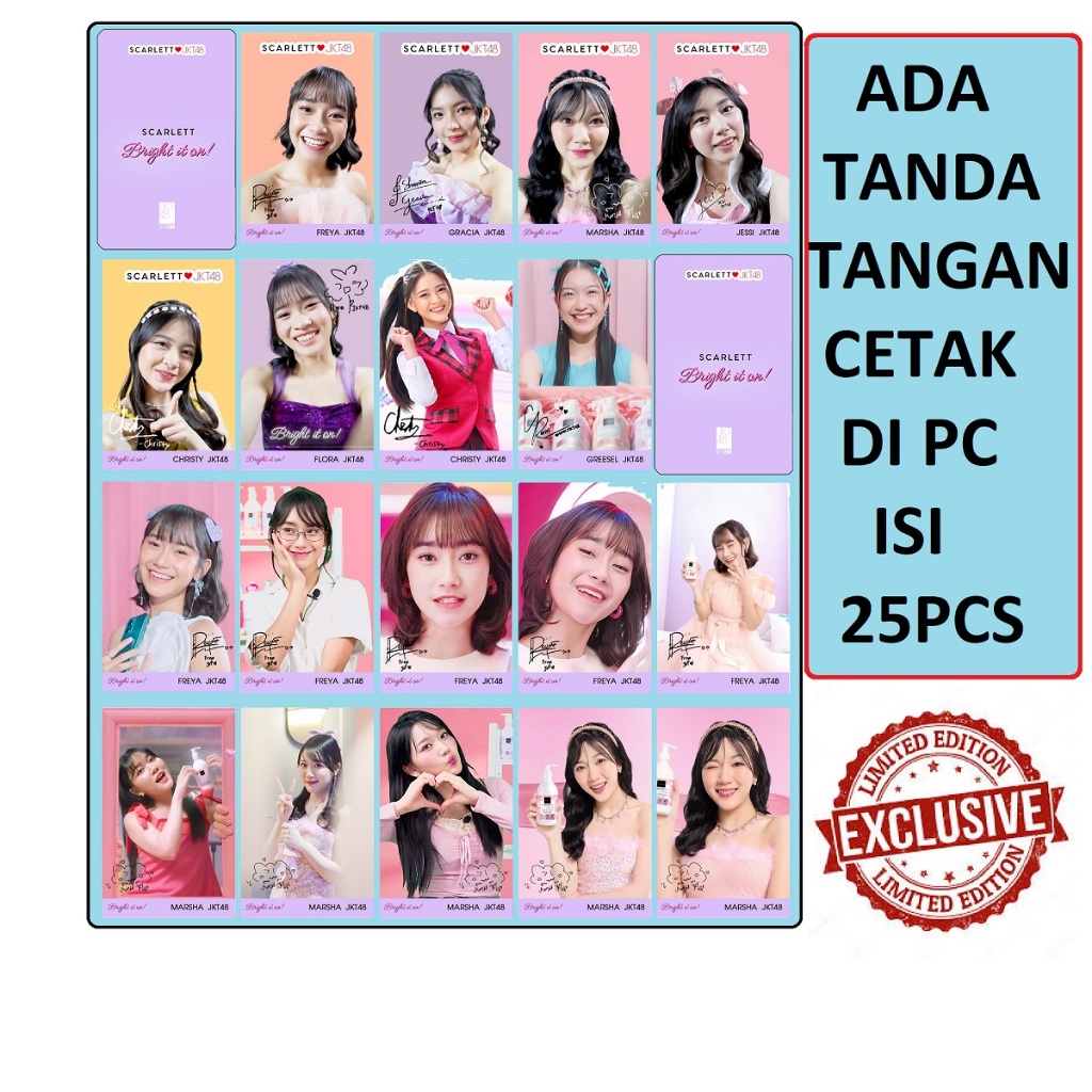 LOMO CARD SPECIAL SCARLETT + TTD CETAK JKT 48 2SISI LAMINASI 100 % PHOTOCARD MURAH FOTO HD COD AJA