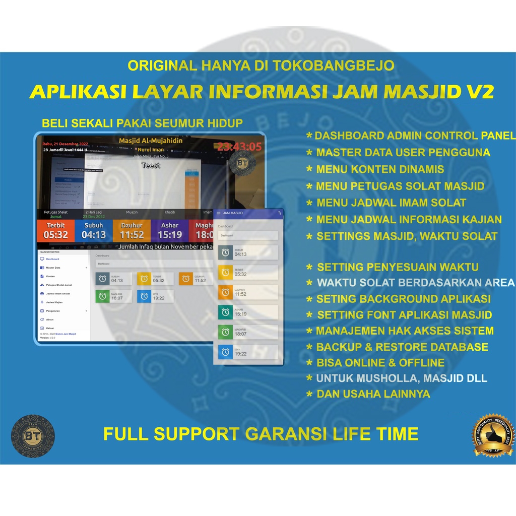 APLIKASI WEB SOURCE CODE DISPLAY INFORMASI MASJID REALTIME GARANSI SEUMUR HIDUP