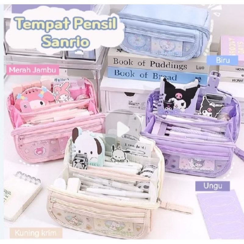 

Tempat Pensil Kartun Sanrio kapasitas Besar free STiker/Tas Pensil Kuromi Melody lucu