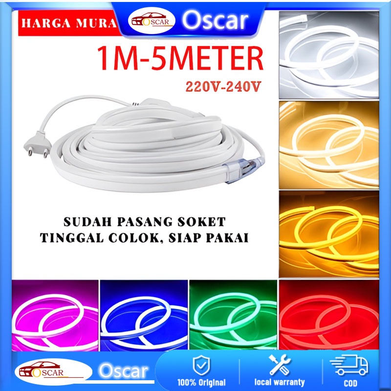 PAKET LAMPU LED NEON FLEX 220V WATERPROOF LENGKAP TINGGAL COLOK SIAP PAKAI / LAMPU KAMAR LAMPU HIAS