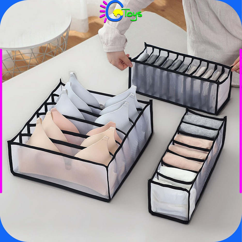 CR-C975 Kotak Penyimpanan Pakaian Dalam Kaos Kaki 7 Grid Multifungsi / Kotak Bra Celana Dalam / Kota