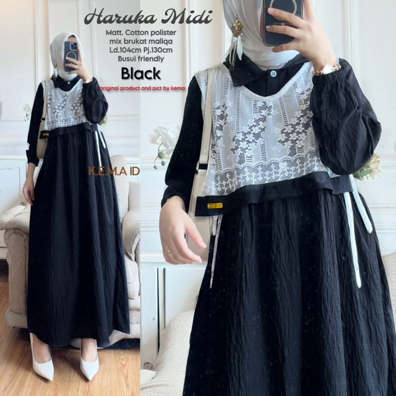 HARUKA MIDI DRESS / ALANA MIDI / RAISHA MIDI BY KEMA.ID / DRESS SET OUTER / GAMIS POLOS SET ROMPI VE