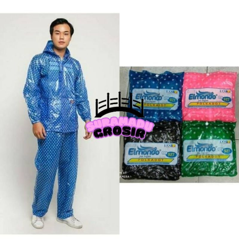 ELMONDO 927 Jas Hujan setelan Polkadot cowok cewek