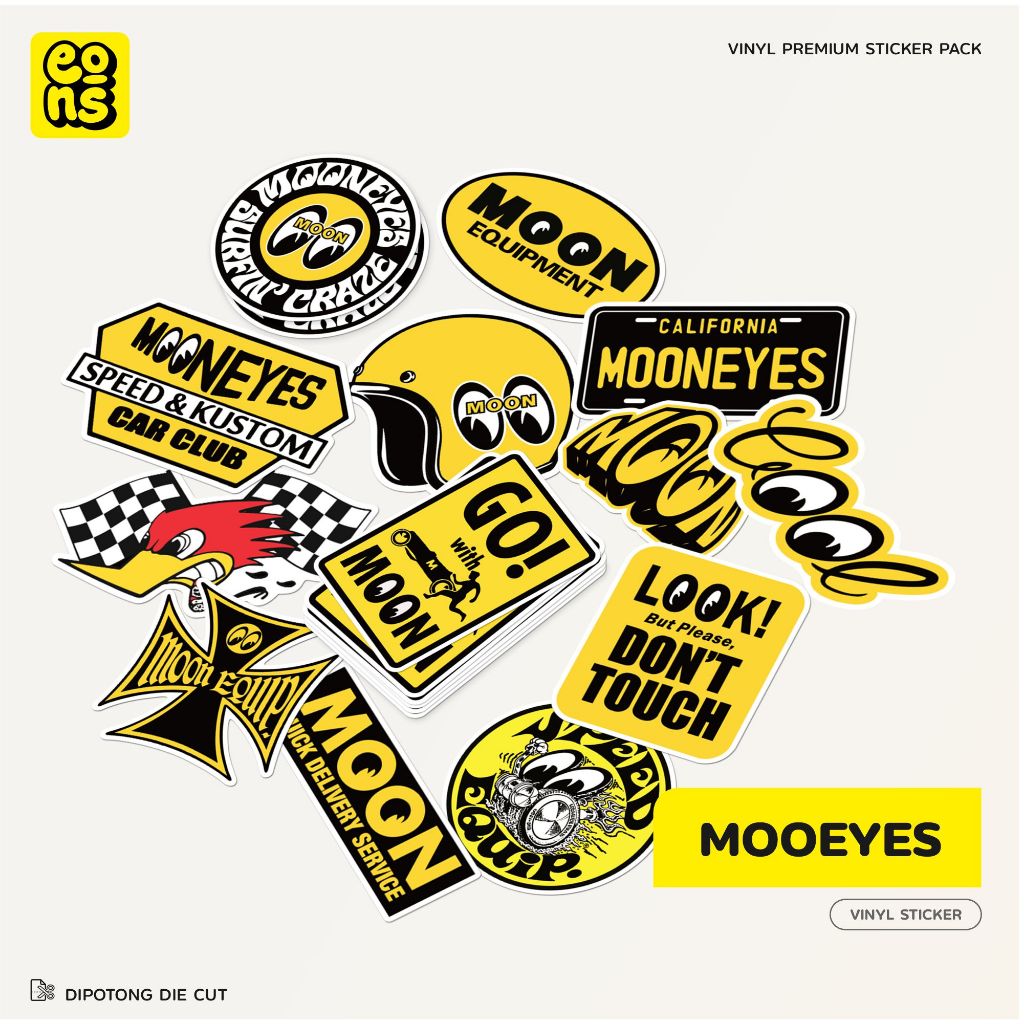 

Sticker Mooneyes Vinyl Waterproof Laminasi Doff Dekorasi Motor Helm Laptop Koper Tumbler