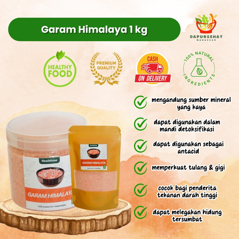 

Garam Himalaya 1kg KEMASAN TOPLES garam pink sehat READY MAKASSAR