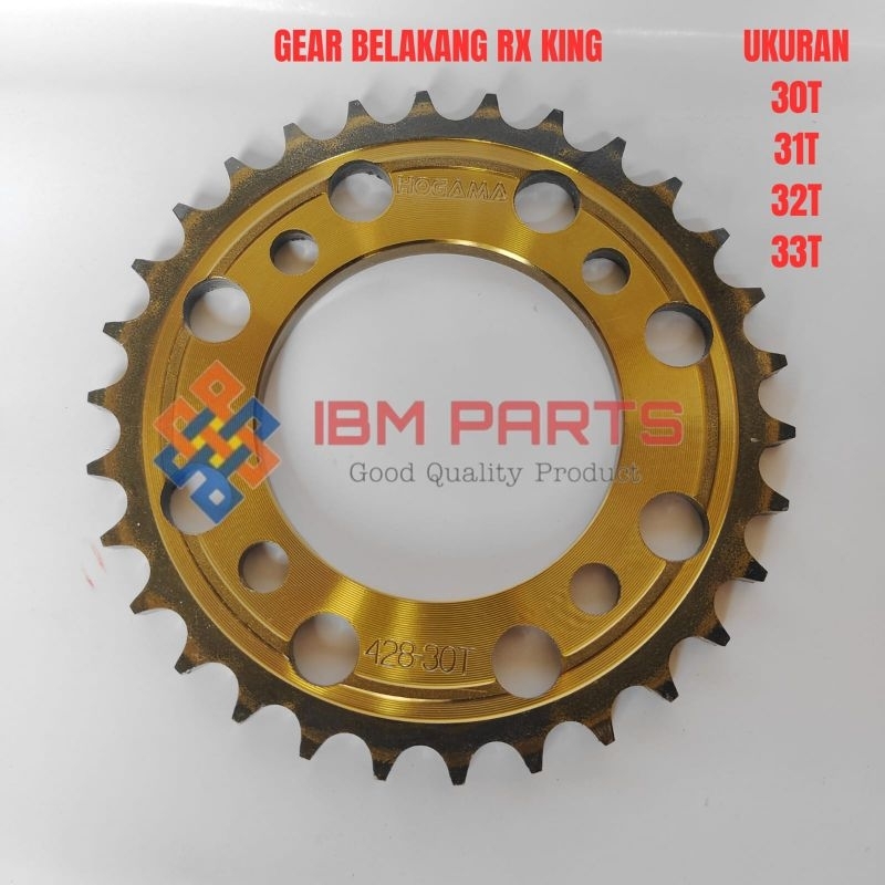 GEAR GER GIR BELAKANG YAMAHA RX KING MODEL SSS UKURAN 30T 31T 32T 33T 34T GOLD