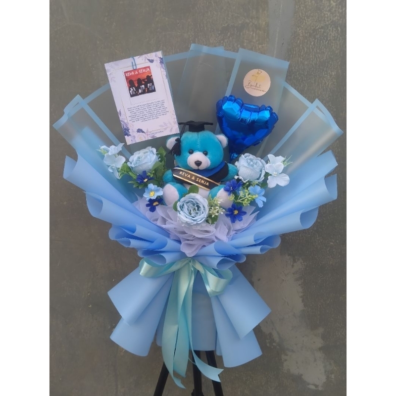 Buket Boneka Wisuda Bunga Balon Foil Love