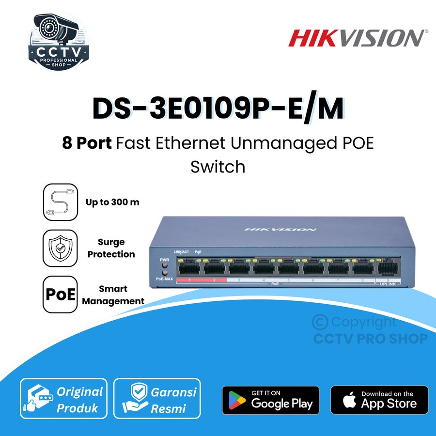 Hikvision Switch POE 8 Port DS-3E0109P-E/M 8 Port POE Switch Fast Ethernet