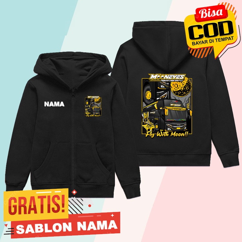 JAKET HOODIE ZIPPER ANAK BUS MANIA TELOLET MOONEYES PESONA CREW SANTUY