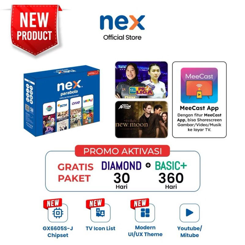 Receiver Nex Parabola Biru ( Tidak Termasuk Parabola )