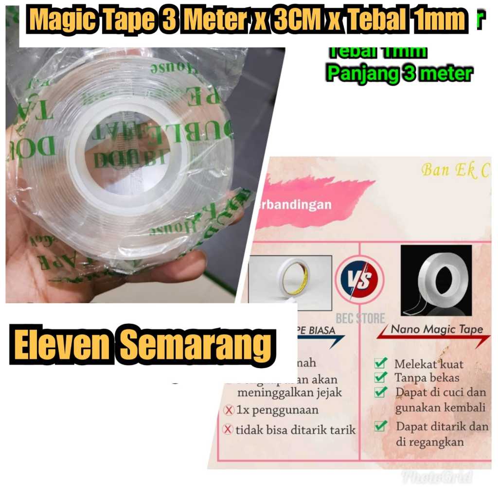 double tape tebal 1mm Panjang 3 Meter Isolasi ajaib Magic tape