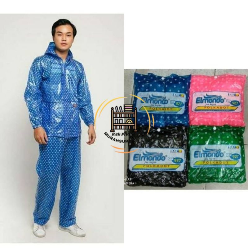 ELMONDO 927 Jas Hujan setelan Polkadot cowok cewek