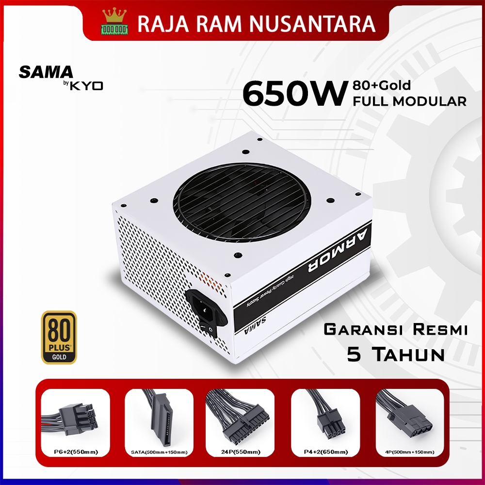 PSU KYO SAMA ARMOR 650W 80+ Gold Full Modular PSU 650W 80 Gold WHITE