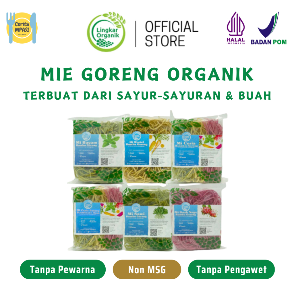

Lingkar Organik Mie Goreng Bumbu Non MSG | Mie Sayur & Buah | Mie Anak MPASI Usia 12 Bulan