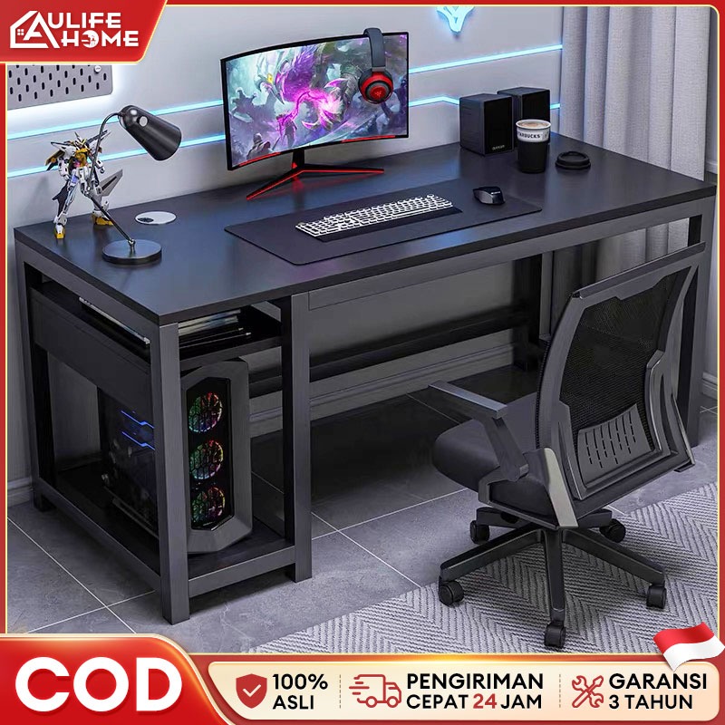 Meja Gaming Meja Komputer Meja Kerja Meja Komputer Rserat Karbon Meja Kantor Meja Belajar 140CM