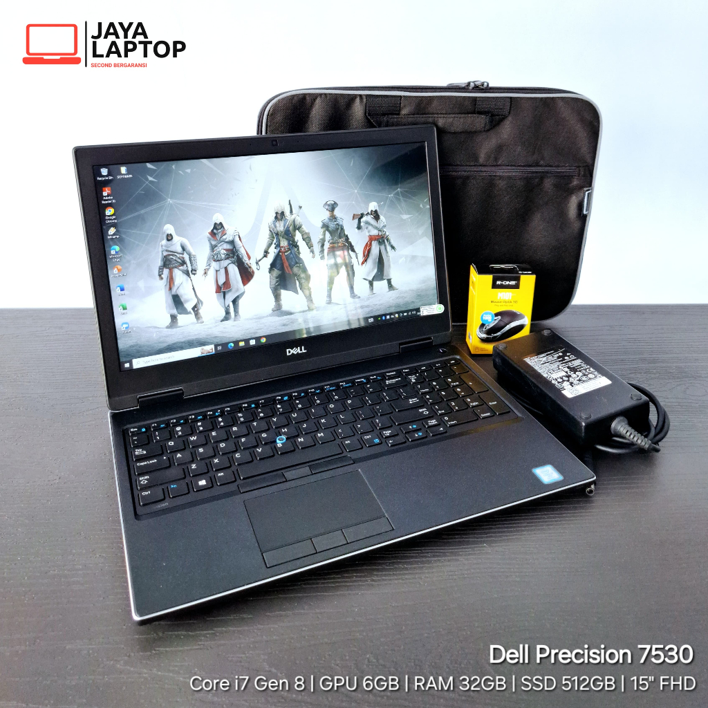 Dell Precision 7530 Core i7 Gen 8 RAM 32GB SSD 512GB 15 inch FHD Nvidia P3200 6GB Laptop Second Desa