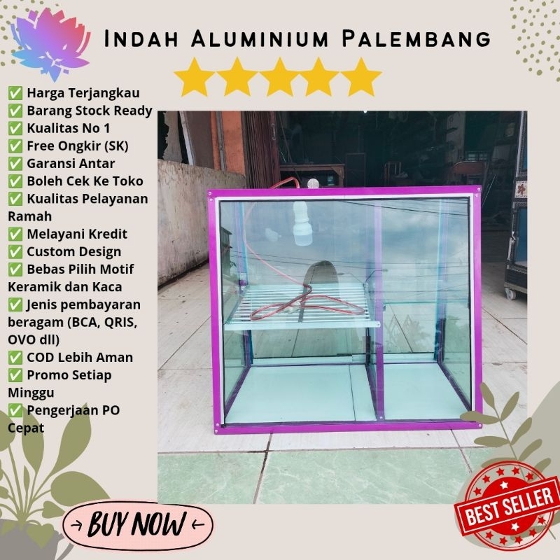 ETALASE FRIED CHICKEN (FREE LAMPU+KUNCI SLIDING)ALUMINIUM PALEMBANG