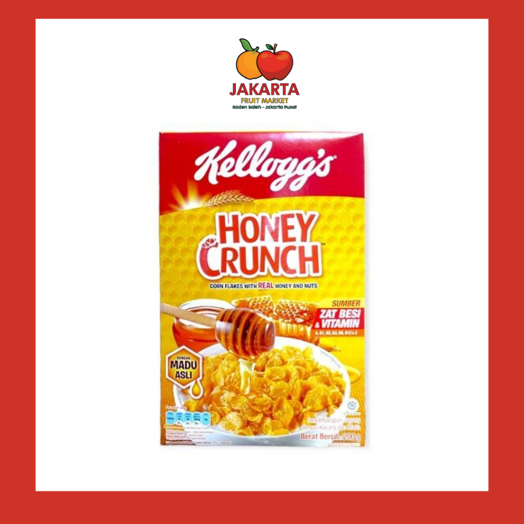 

KELLOGG'S HONEY CRUNCH CORN FLAKES WITH REAL HONEY & NUTS 200 GR / SEREAL DENGAN MADU ASLI