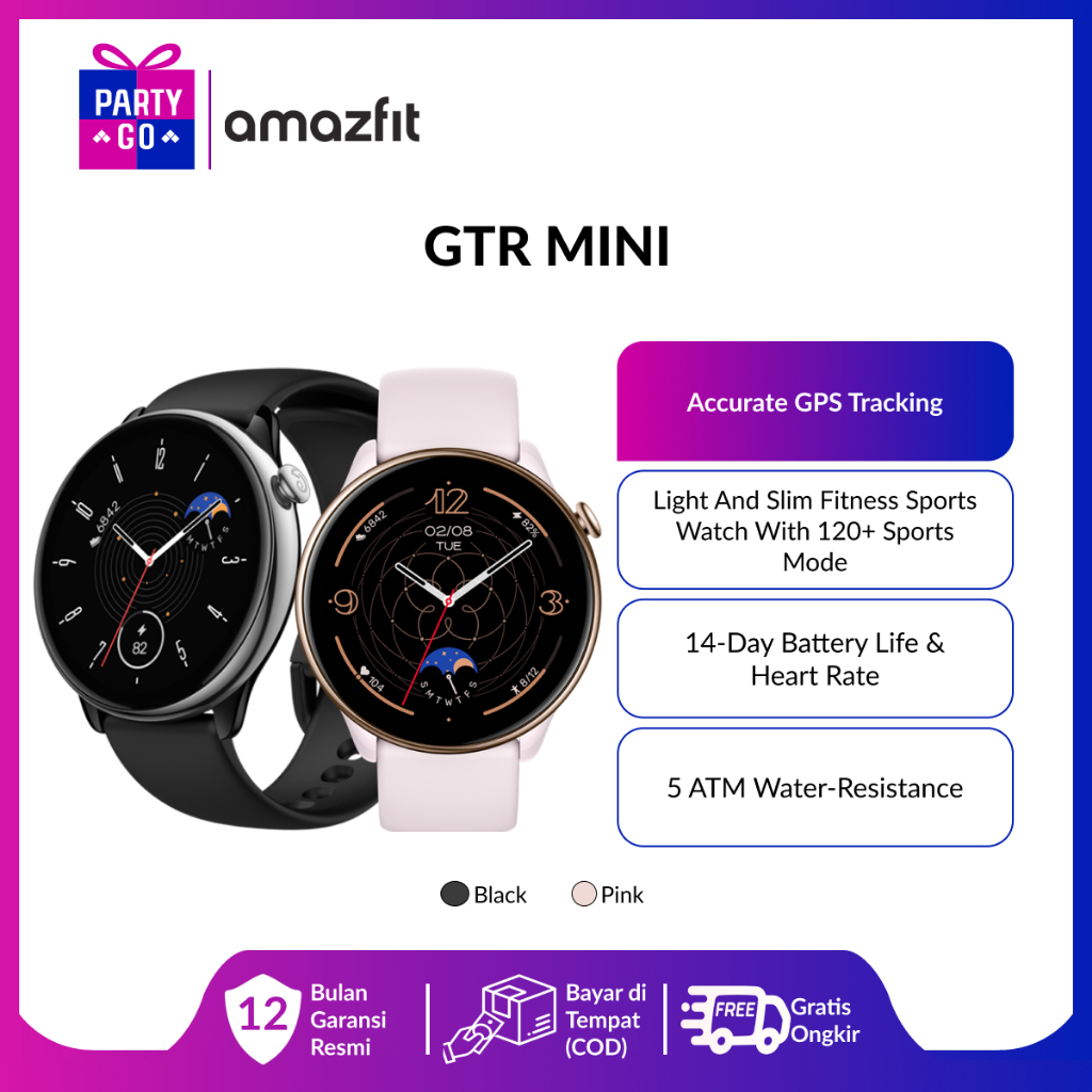 Amazfit GTR Mini Smartwatch wanita jam tangan 126 Sports Modes 5 ATM Waterproof Heart Rate Sleep Fem