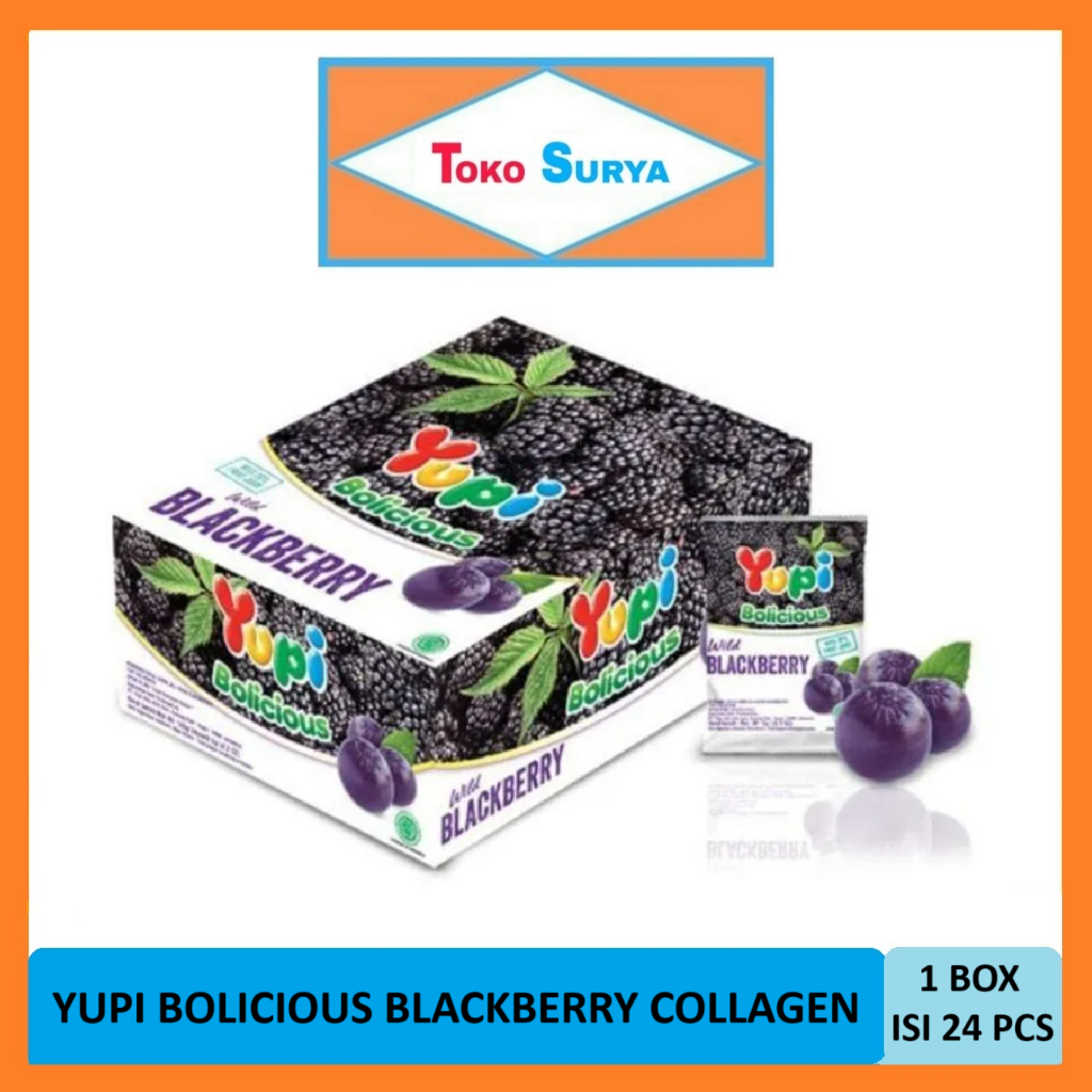 

Yupi Bolicious Gummy Candies Wild Blackberry Collagen 24 Pcs x 5 Gr