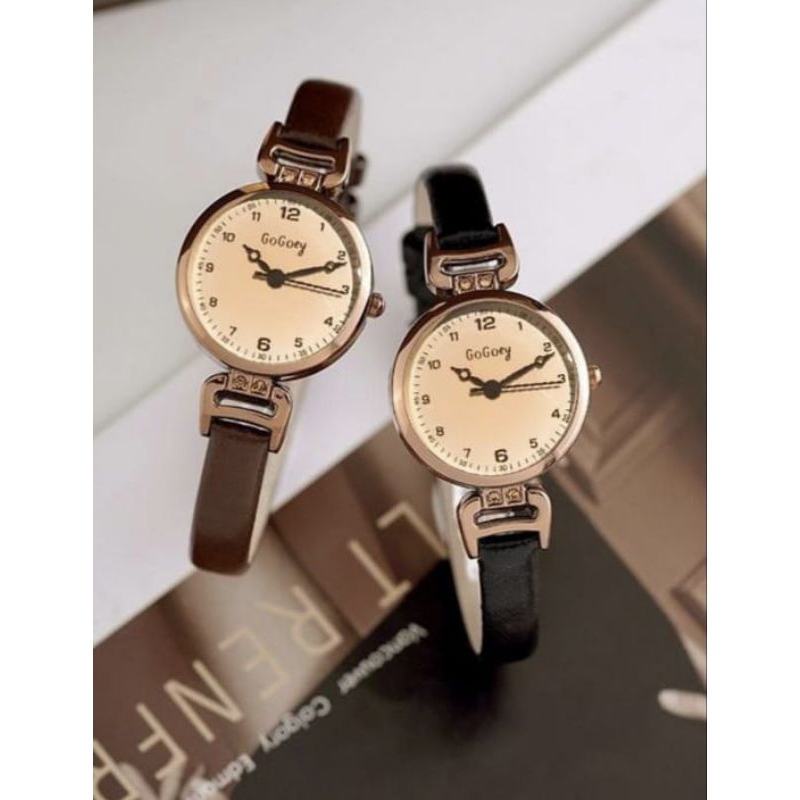 GOGOEY Jam Tangan Wanita Tali Kulit Asli Jam Analog Vintage Anti Air Water Resistant CA001