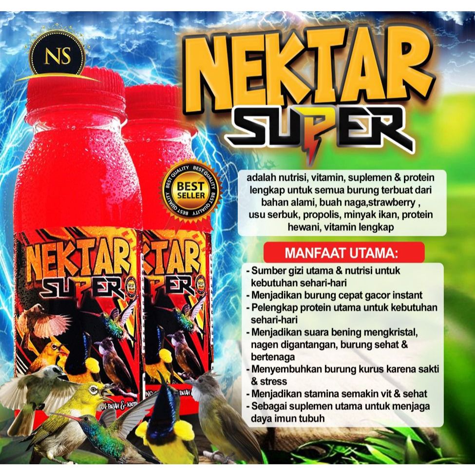 1 botol nektar super merah 150 ml makanan terbaik burung sogon pleci kolobri kicau lainnya by bmw