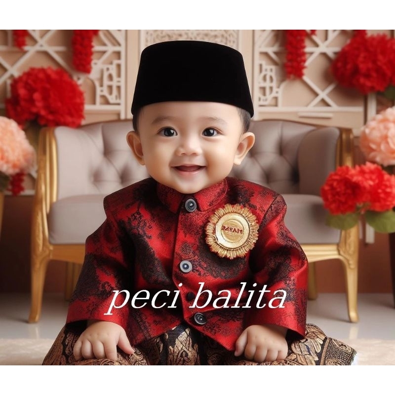 songkok hitam anak laki-laki peci balita kopyah anak 2 bulan 7 tahun