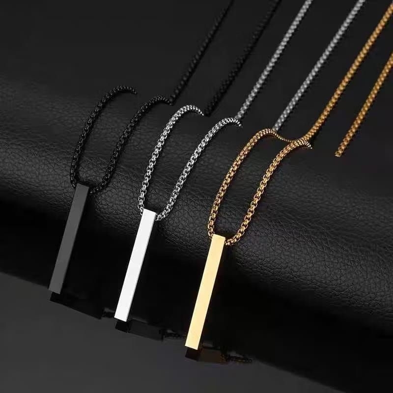 Kalung Titanium Model Rolo Liontin Balok