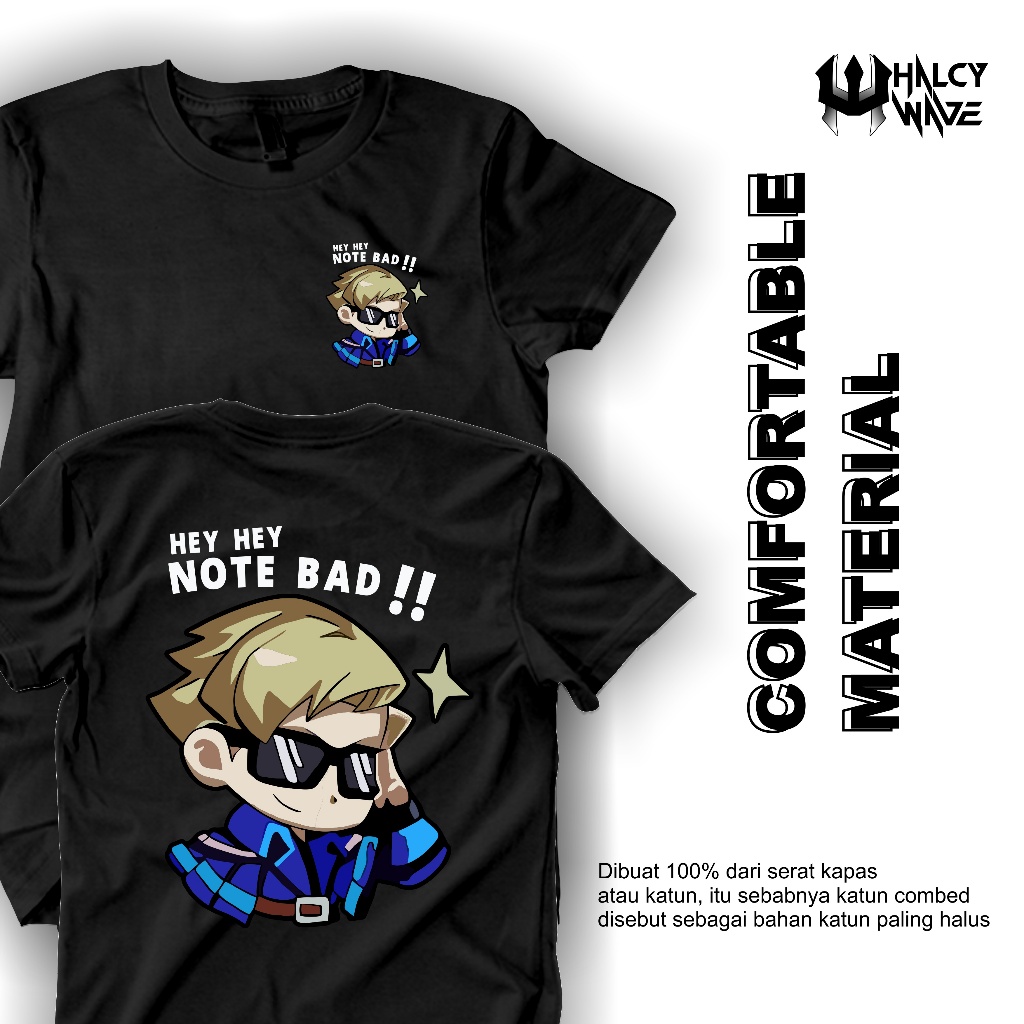HLCYWVE | Kaos Baju Distro Emote HEY HEY NOTBAD Mobile Legends Alucard-Kaos Unisex-Dari katun 30s |