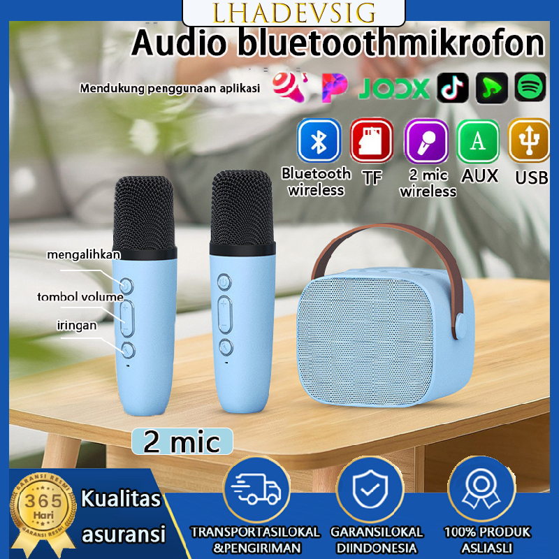 LHADEVSIG Speaker Bluetooth Karaoke 2Mic Set Salon Bluetooth bt Speakerkaroke Bluetooth Speaker Port