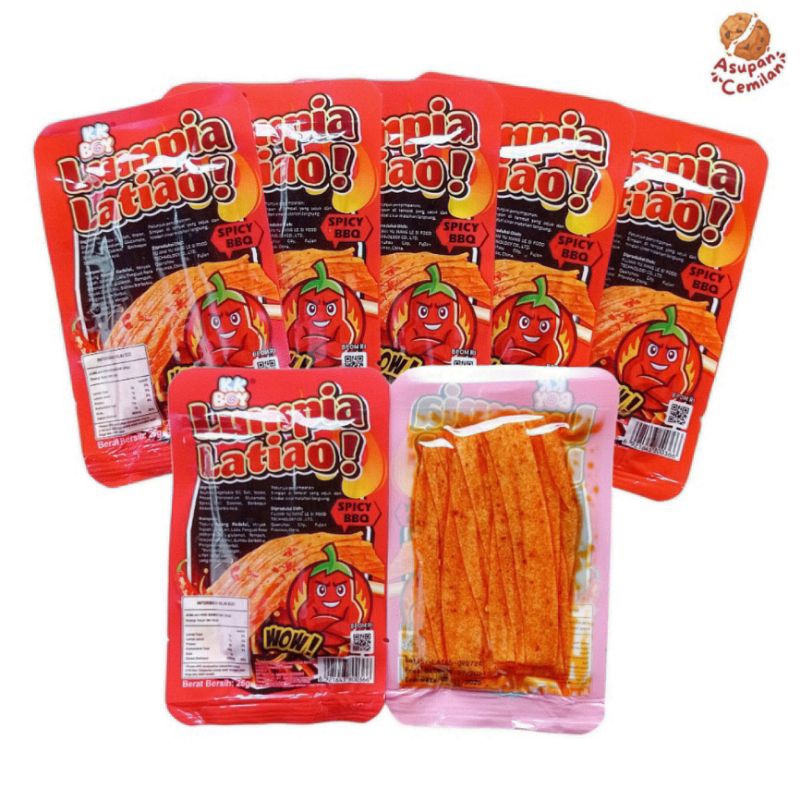 

Latiao Lumpia Mini 26 gr Halal Pedas Gurih Spicy BBQ / Snack Kembang Tahu