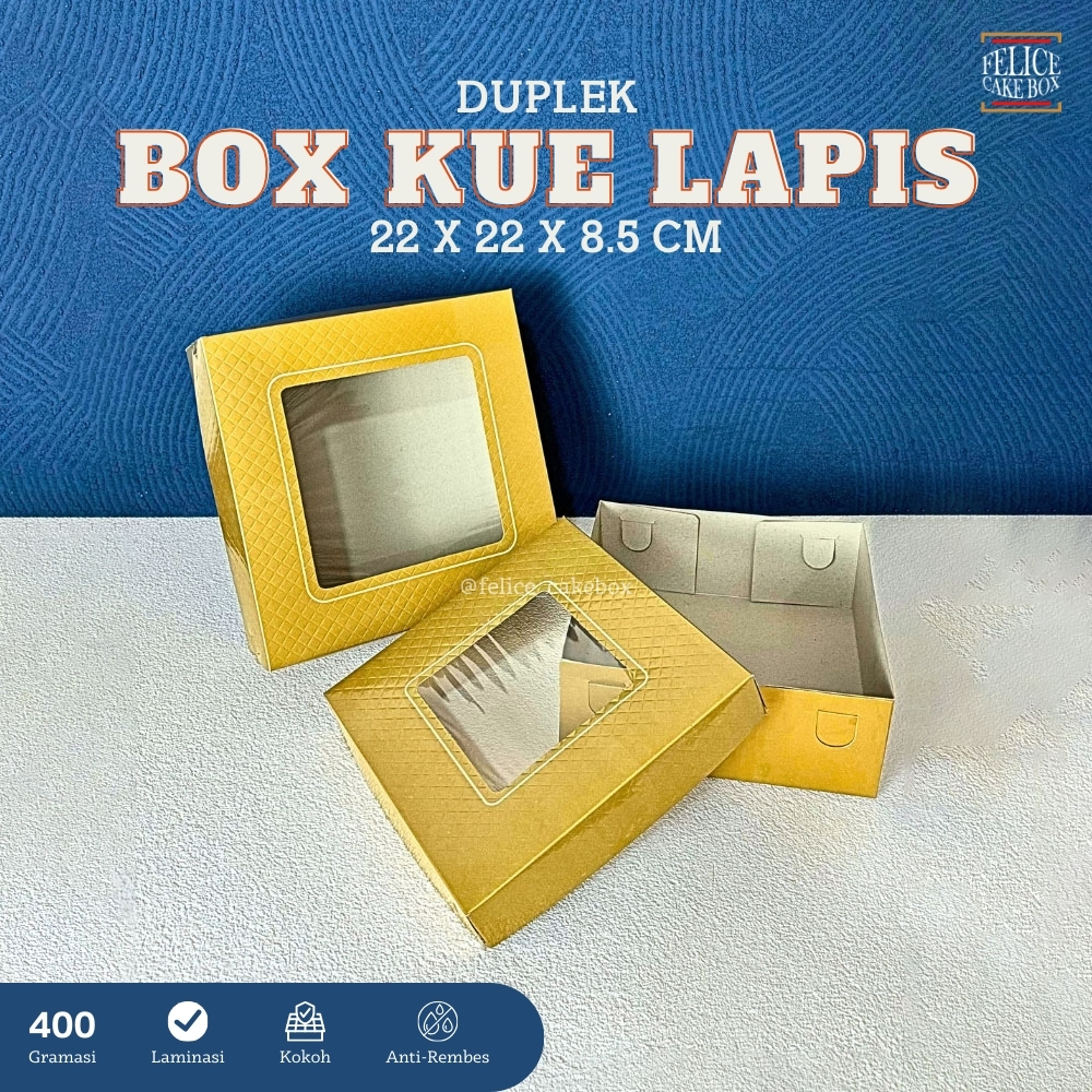 BOX KUE EMBOS WAJIK 22X22X8.5 CM isi 10 pcs / DUS KUE LAPIS LEGIT / BOX BOLU LAPIS / BOX HAMPERS LEB