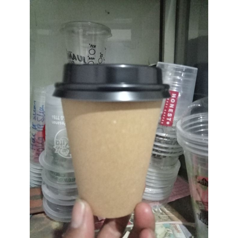 PAPER CUP/GELAS KERTAS/GELAS PAPER CUP KRAFT COKLAT POLOS  TEBAL