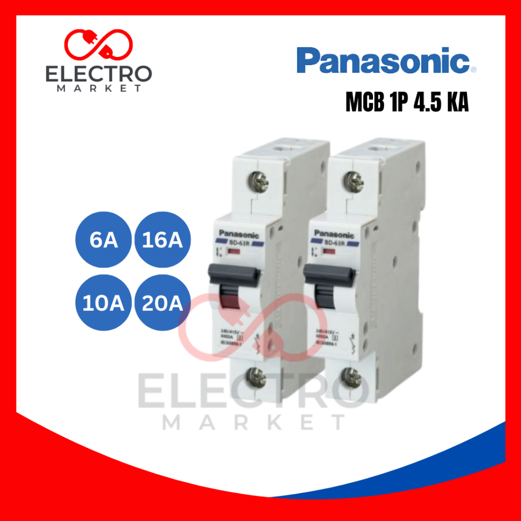 Panasonic MCB 1Phase 6A 10A 16A 20A Ampere 4.5kA 6kA