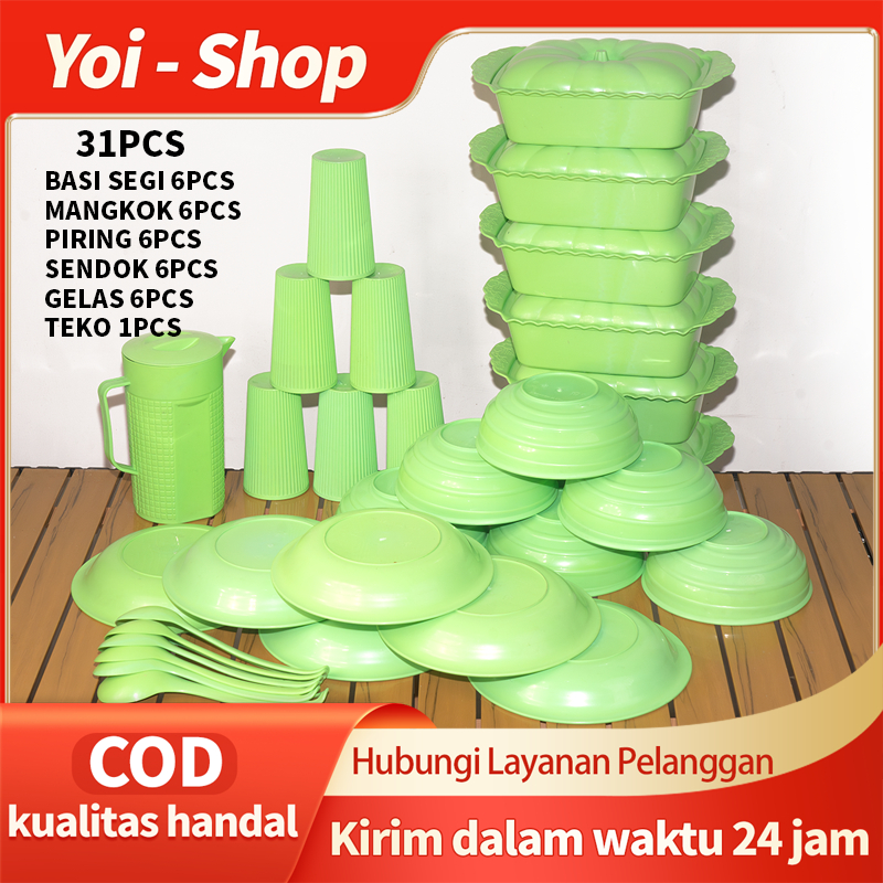 Yoi - Piring Plastik Set 31pcs / Prasmanan Set / Piring Dapur / Perabotan Dapur Lengkap / Mangkok