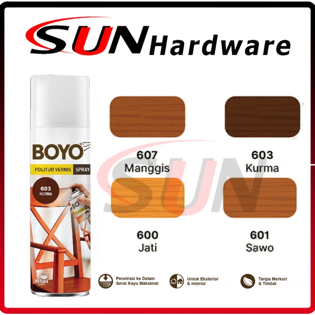Pilox Boyo Politur Spray 4 cc kayu Jati Manggis Sawo Kurma Cat Semprot Pilok Plitur