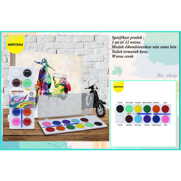 

Cat Air Montana 12 Warna Watercolor Cake Montana TWC-12 cat Air Set
