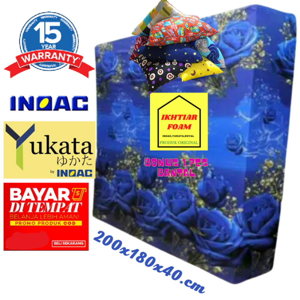 Kasur Inoac Yukata Custom no 1 tebal 40 cm JUMBO Ukuran 200x180x40 Cm Garansi 15 Th Anti Kempes