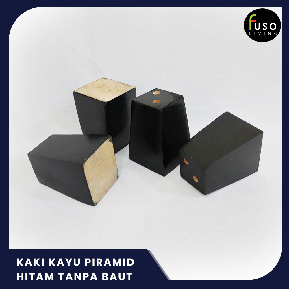 KAKI KAYU DIVAN/SOFA PIRAMID WARNA HITAM TANPA BAUT 10 CM