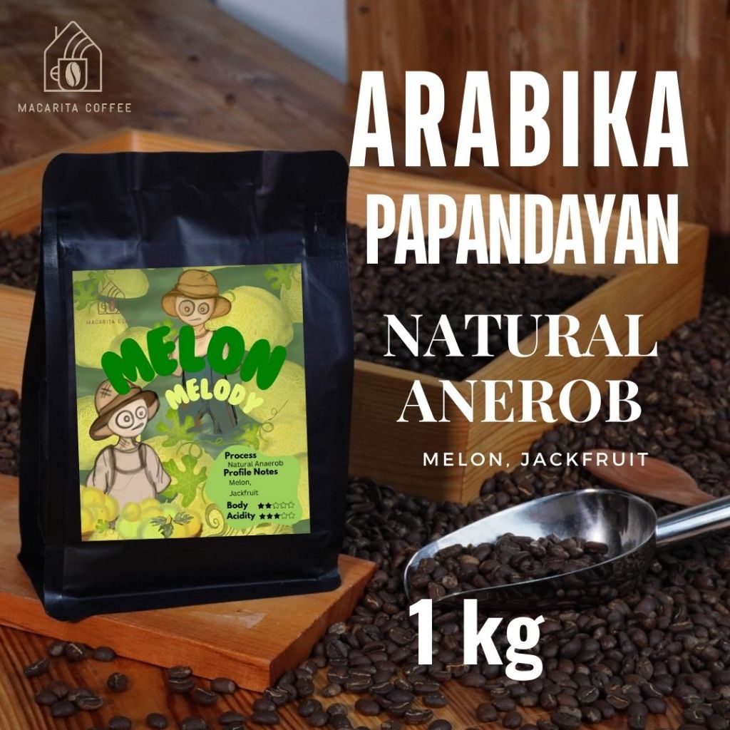 

Macarita Melon melody Kopi Arabika Papandayan Natutal Anerob Arabika Single Origin Roasted Coffee Bean Grade 1 Premium 1kg