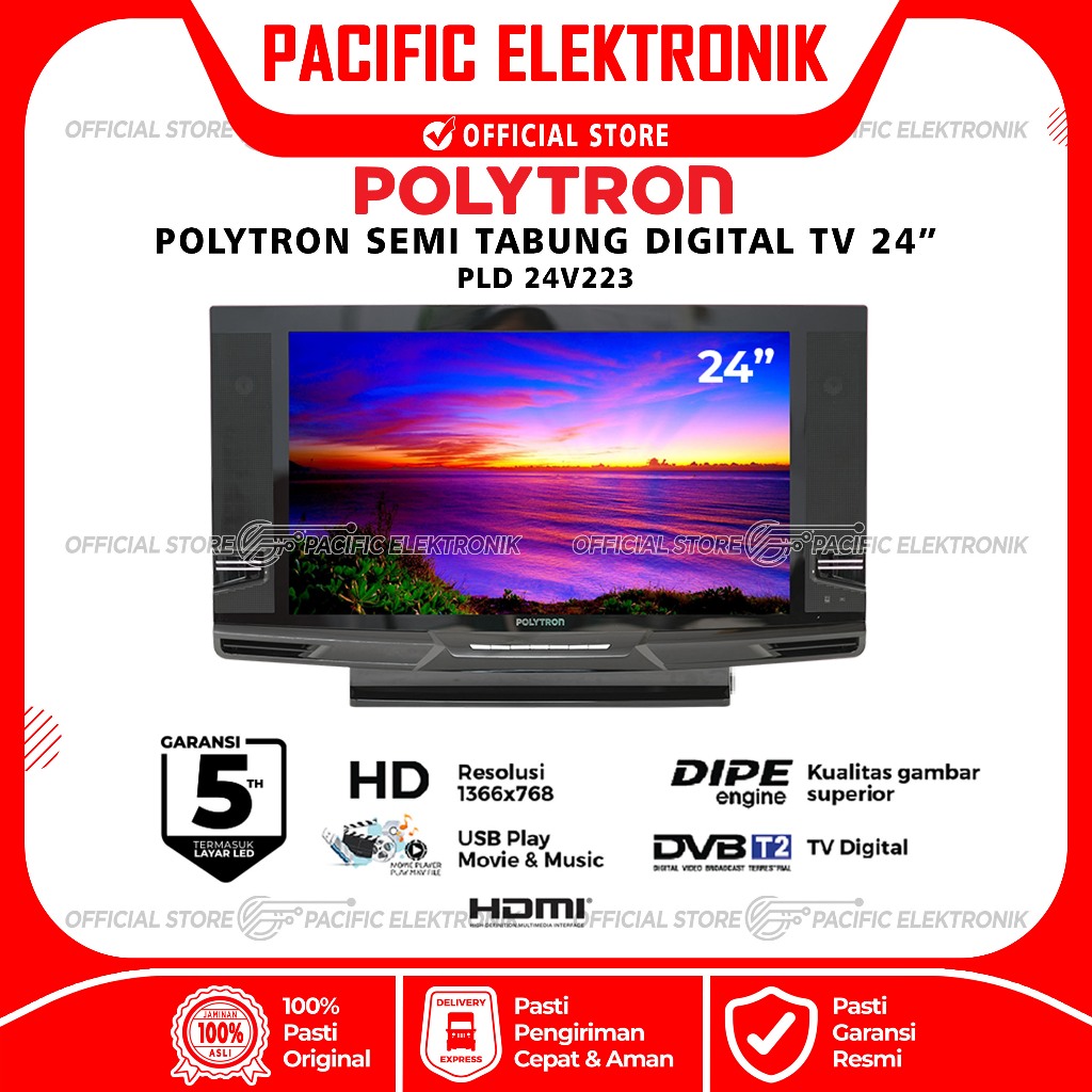 TV LED Polytron Semi Tabung 24inch PLD 24V223